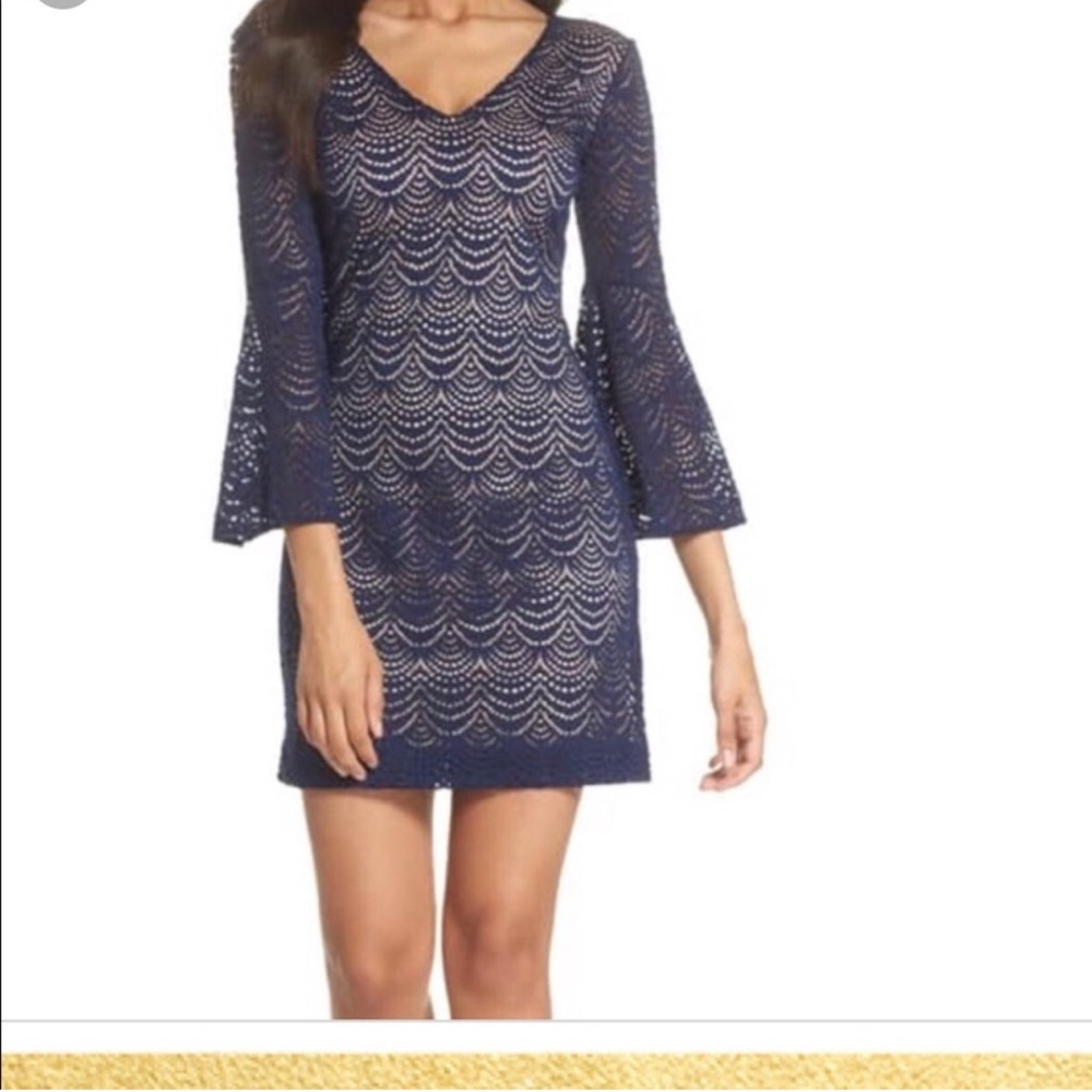 Lilly Pulitzer Navy Long Sleeve Lace Dress